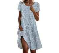 Women's Plus Size Petite Summer Dress Black and White Shift Dress with Tie Bow Knot Linen and Cotton Mid-Calf Length