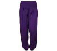 Womens Plus Size Plain Trousers Leggings Ladies New Stretch Fit Tapered Leg Harem Pants Purple Size 28-30