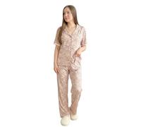 Women's Plus Size Pyjamas Short Sleeve Shirt Wide Leg Piping PJ Set Zebra Animal Print Pink (Size 16-24) (UK, Numeric, 24, Plus, Regular, Pink)