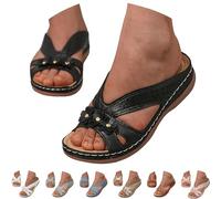 Women's Plus Size Sandals, Wedge Heel Slides, Flower Shoes, Beach Flip-Flops, Outdoor Slides, Comfortable Slippers, Lightweight Clogs, Stylish Flip Flops, Cool Slides, Black, 35 EU