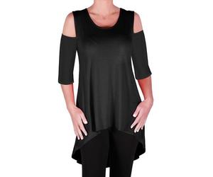 Womens Plus Size Shoulder Cut 3/4 Sleeve Scoop Neck Dip Hem Tunic Ladies Blouse