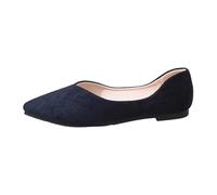 Women's Plus Size Spring Summer Low Open Pointed Toe Flat Comfortable Easy Slip On Very Low Heel Pumps for City or Leisure, Navy186, 6 UK