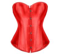 Women's Plus Size Steel Boned Corset Overbust Victorian Gothic Bustier Tops with Lace Up Satin Waist Trainer Cincher Ladies Retro Party Dress Body Shapewear Lingeries Black White Pink Red Brown XS,XL