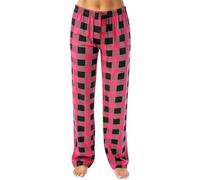 Women's Plus Size Tartan Pyjama Bottoms - High Waisted Drawstring Elastic Wide Leg Straight Trousers | Lightweight Loungewear PJS Nightwear Ladies Checked Cozy Sleep Pants Hot Pink