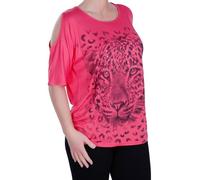 Womens Plus Size Tiger Print Shoulder Cut Short Sleeve Scoop Neck Tunic Top