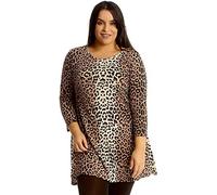 Womens Plus Size Tunic Swing Top Animal Leopard Print Skater A-Line (Brown Leopard Print, 20)