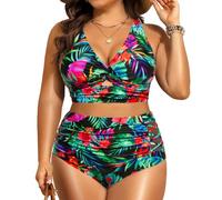 Women's Plus Size Two Piece Swimsuits - High Waisted Bikini Tummy Control Bathing Suits 2025 Twist Knot Swimwear, Floral, 16 Plus