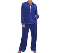 Womens Plus Size Velour 2 Piece Tracksuit Set Loungewear Blue (8XL)
