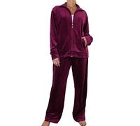 Womens Plus Size Velour 2 Piece Tracksuit Set Loungewear Cherry Wine (5XL)