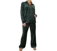 Womens Plus Size Velour 2 Piece Tracksuit Set Loungewear Dark Green (7XL)