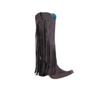 Women's Plus Size Western Fringe Boots with Chunky Block Heel and Embroidered Detail for Mid Calf Height Stylish Comfort (Black, 3.5)