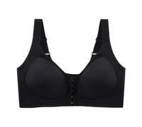 Women's Plus Size Wireless Bra with Front Closure, Seamless Back, Comfortably Adjustable to Allow Side Chest Pleats to Saggy Hang, black, XL