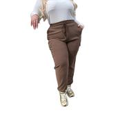 Womens Plus Sized Cargo Trousers Stretch Fit Combat Style Pant Big Sizes Casual Joggers Sports Bottoms (UK, Numeric, 20, 22, Plus, Regular, Mocha)
