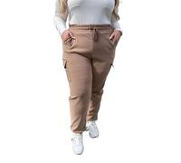 Womens Plus Sized Cargo Trousers Stretch Fit Combat Style Pant Big Sizes Casual Joggers Sports Bottoms (UK, Numeric, 20, 22, Plus, Regular, Stone)