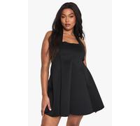 Womens Plus Structured Panelled Skater Dress - Black - 22, Black