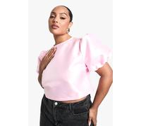 Womens Plus Taffeta Bow Tie Back Top - Pink - 28, Pink