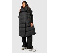 Womens Plus Tie Detail Wrap Duvet Gilet - Black - 26, Black