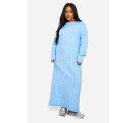 Womens Plus Wide Soft Rib Knitted Maxi Dress - Blue - 18, Blue