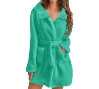 Women's Plush Belted Bathrobe, Khaki Fleece Dressing Gown with Pockets, Warm Winter Ladies' Sleepwear, Cozy Lightweight Lounge Robe, Fluffy Home Nightwear, Relaxed Fit Dressing Gown