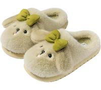 Women's Plush Cartoon Cute Puppy Pattern Warm Soft Slippers Autumn and Winter Indoor and Outdoor Plush Home Non-slip Slippers (Green,38-39)