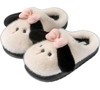 Women's Plush Cartoon Cute Puppy Pattern Warm Soft Slippers Autumn and Winter Indoor and Outdoor Plush Home Non-slip Slippers (White,38-39)