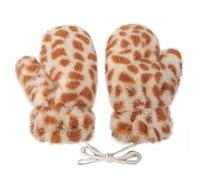 Women's Plush Gloves Giraffe Pattern Winter Gloves Cuddly Mittens Outdoor Mittens Ski Gloves Mittens Hand Warmer Gloves Warm Props Gifts for Hiking Skiing Cycling