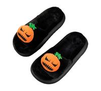 Women's Plush Halloween Slippers - Warm Fuzzy House Shoes with Cute Puppy Style, Cozy Indoor Outdoor Non-Slip Flat Bottom Ladies Winter Home Slippers, Size 8 Comfy Footwear Black