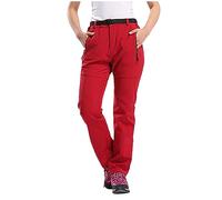 Womens Plush Rain Pants Water Proof Hiking Pants Over Pants Windproof Outdoor Fishing Rain Gear Leggings 3X (Red, XXXL)