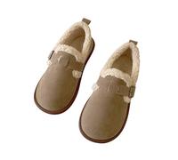 Women's Plush Round Toe Slip-On Orthopedic Shoes, Warm Fuzzy Lined Casual Soft Sole Shoes, Warm Cotton Shoes (Khaki,42)