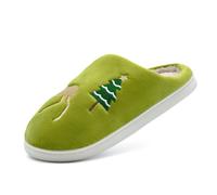 Women's Plush Slippers, Women's Christmas Slippers, Unisex House Slippers, Christmas Tree, Hut Shoes, Funny Home Shoes, Comfortable Cotton Slippers, Soft Sole Slippers, Couples, Winter Shoes, khaki, 8