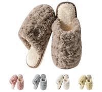 Womens Plush Slippers Womens Fur Lined Slippers Comfortable Bedroom Sliders Soft Fluffy Sliders Slip On Mule Slides Winter Indoor Slides Casual Homes Slipper Warm Comfort Fit Slider