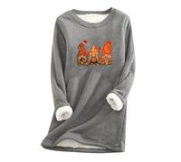 Women's Plush Sweater Clearance Gnome Sweatshirt Fluffy Warm Fleece Pullover Long Sleeve Elf Printed Jumper Winter Warm Tops Lounge Wear Ladies Clothing for Christmas Halloween Thanksgiving
