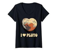 Womens Pluto Dwarf Planet 20th Anniversary 2026 - I Love Pluto V-Neck T-Shirt