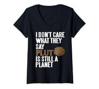Womens Pluto is Still a Planet Retro Space Science Statement V-Neck T-Shirt