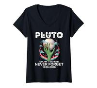 Women's Pluto Our Home Never Forget 1930-2006 Funny Astronomy Space V-Neck T-Shirt