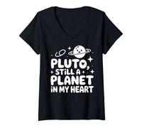 Women's Pluto Planet Funny Astronomer Telescope Astronomy V-Neck T-Shirt