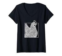 Women's Plymouth Barred Rock Chicken - Vintage Farm Art V-Neck T-Shirt