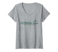 Women's Plymouth State University Panthers Institutional Text Logo V-Neck T-Shirt