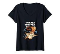 Womens Pocket Rocket with A Tail Sugar Glider Lover V-Neck T-Shirt