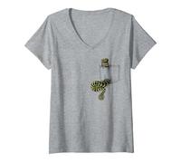 Women's Pocket Snake V-Neck T-Shirt, Heather Grey, Small