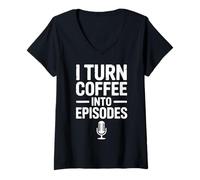 Women's Podcast Host Podcasting Coffee Podcaster V-Neck T-Shirt