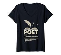 Women's Poet Definition Writer Poetry Lover Quill Dictionary Quote V-Neck T-Shirt