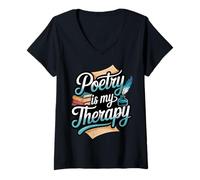 Womens Poetry is My Therapy V-Neck T-Shirt