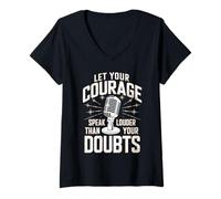 Womens Poetry Slam Let Your Courage Speak Louder Slam Poetry V-Neck T-Shirt