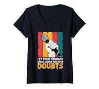 Womens Poetry Slam Let Your Courage Speak Louder Slam Poetry V-Neck T-Shirt