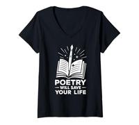 Womens Poetry Will Save Your Life Poet Writer Spoken Word Author V-Neck T-Shirt