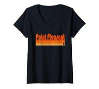 Womens Point Pleasant, New Jersey Retro 80s Style V-Neck T-Shirt