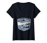 Women's Point Reyes California Lighthouse Coastal Ocean Nature V-Neck T-Shirt