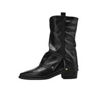 Women's Pointed Ankle Boots Thick Heel Folding Boots Pull On Non Slip Fashion Women's Boots aterproof Ankle Boots Women (Black, 4)