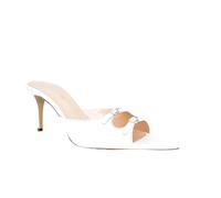 Women's Pointed Open Toe High Heels Mules Sandals, Slip-on Stiletto Heels Dress Sandals, Slingback Slippers Mules Wedding Office Basic Summer Shoes,White,2 UK